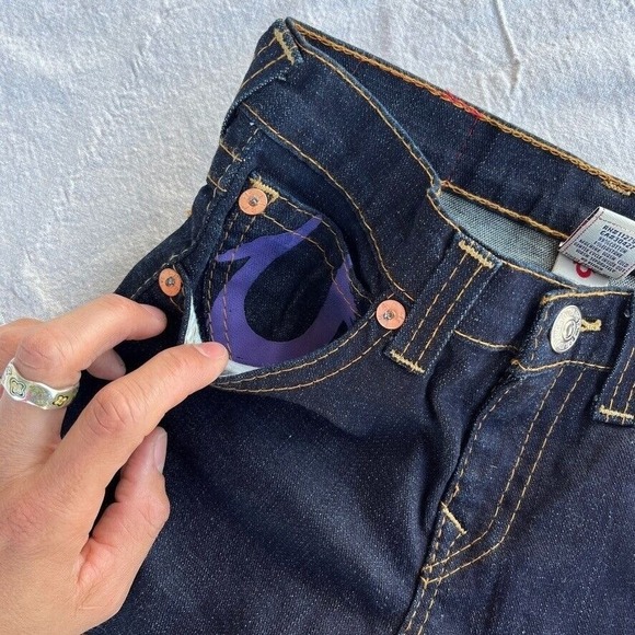 TRUE RELIGION Joey PURPLE‎  FLAP CLOSER POCKET WOMENS JEANS SIZE 14 - Picture 5 of 8